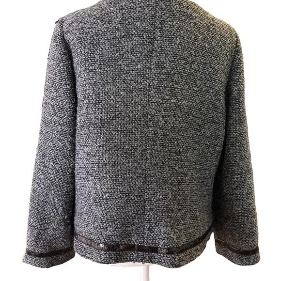 Cynthia Rowley Women Black White Tweed Sequin Polyester Blazer Jacket - Picture 4 of 7